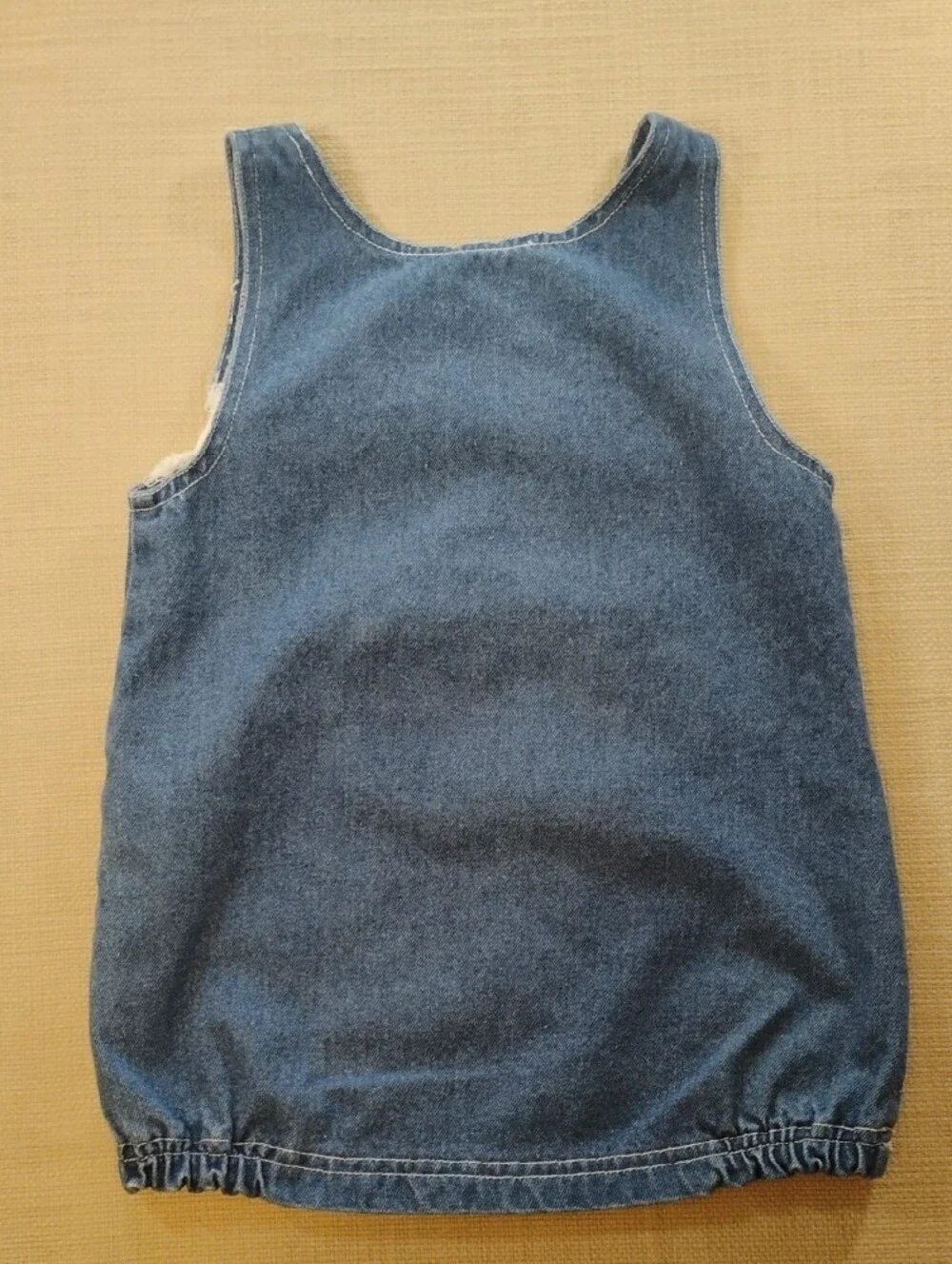 Girls 3T Vintage Minnie Mouse Denim Pinafore Dress with Faux Fur Trim